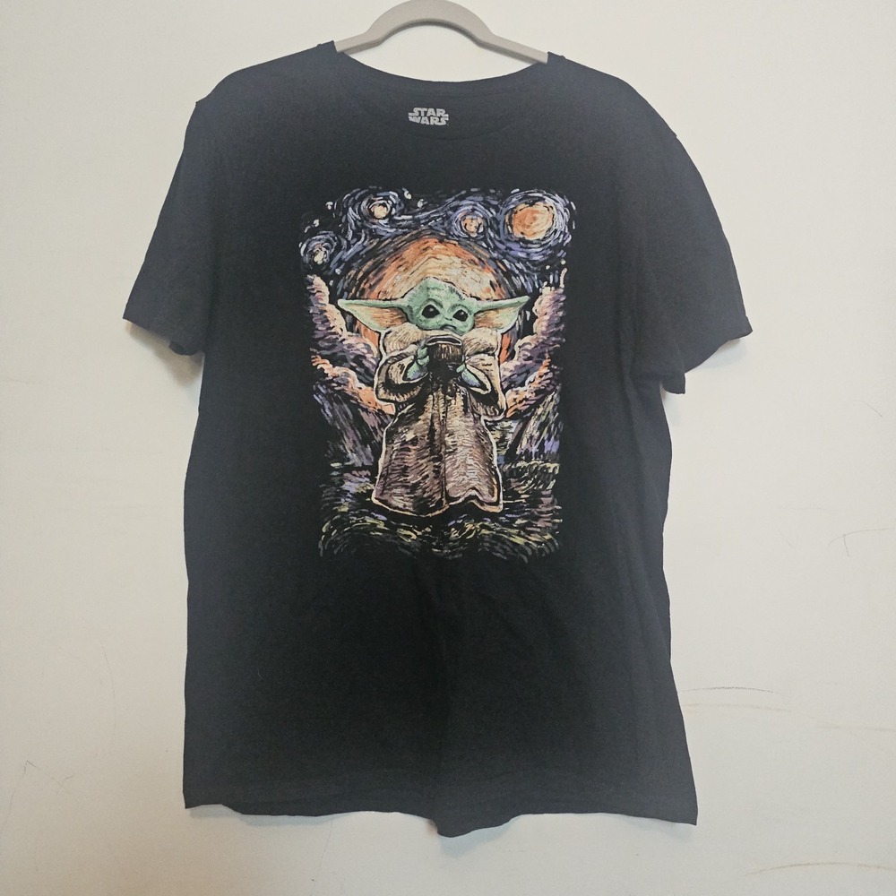 Disney Star Wars Teeβ Shirt Adult L Black Baby Yoda Graphic Mandalorian